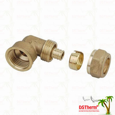 Weibliche verlegte Messinginstallationen Messingfarbe kundengebundener Logo Screw Fittings Middle Weight Ellbogen Pex
