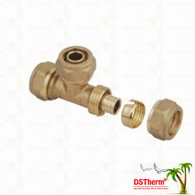 Gleiche verlegte Messinginstallationen Messingfarbe kundengebundener Logo Screw Fittings Middle Weight T-Stück Pex