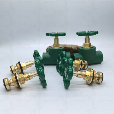 Customisierte schwerere Art Stoppventilpatrone mit grünem Griff Messingpatrone Messing Spindelventil Oberteil