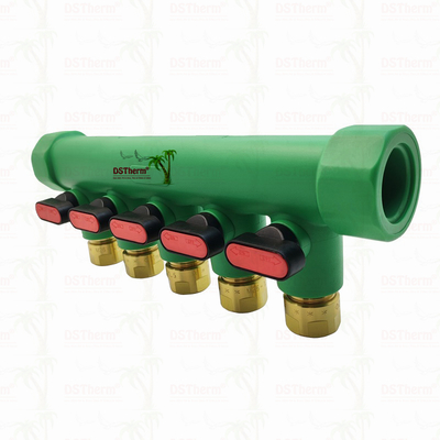 PPR-Verteiler mit Kugelhahn Warmwasser Rot 5-Wege-Verteiler Kundenspezifisches Logo und Farbe 25mm