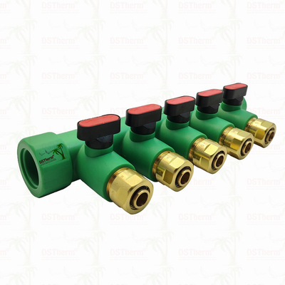 PPR-Verteiler mit Kugelhahn Warmwasser Rot 5-Wege-Verteiler Kundenspezifisches Logo und Farbe 25mm