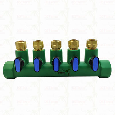 PPR Blaue Manifold mit Kugelventil 5 Wege Manifold kundenspezifische Farbe und Logo 25mm