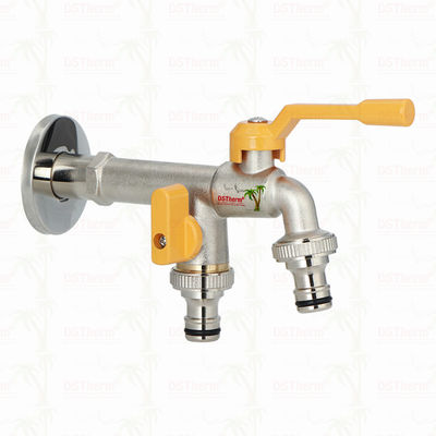 Langer Auslauf Schwerlast Messing Doppel Auslass Wasserhahn Verlängerter Körper Armaturen Messing Wasserhahn 1/2"*3/4"*3/4"