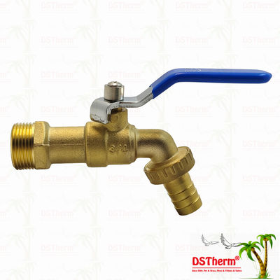 Gold Plated Heavy Duty Classic Blue Iron Handle Bibcocks Water Spout Faucet Spigot Water Tap 3/4"