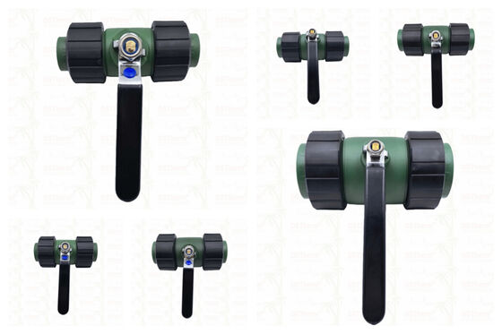 PPR-Kugelhahn mit Doppel-Union, Messingkugel, Eisengriff 20-63MM, Kundenspezifisches LOGO