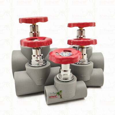 Graues verchromtes PPR-Absperrventil mit Messingkartusche Global Valve 20-110mm