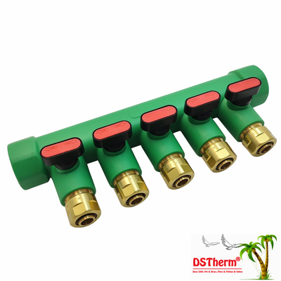 PPR-Verteiler mit Kugelhahn Warmwasser Rot 5-Wege-Verteiler Kundenspezifisches Logo und Farbe 25mm