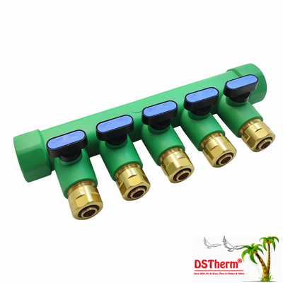 PPR Blaue Manifold mit Kugelventil 5 Wege Manifold kundenspezifische Farbe und Logo 25mm